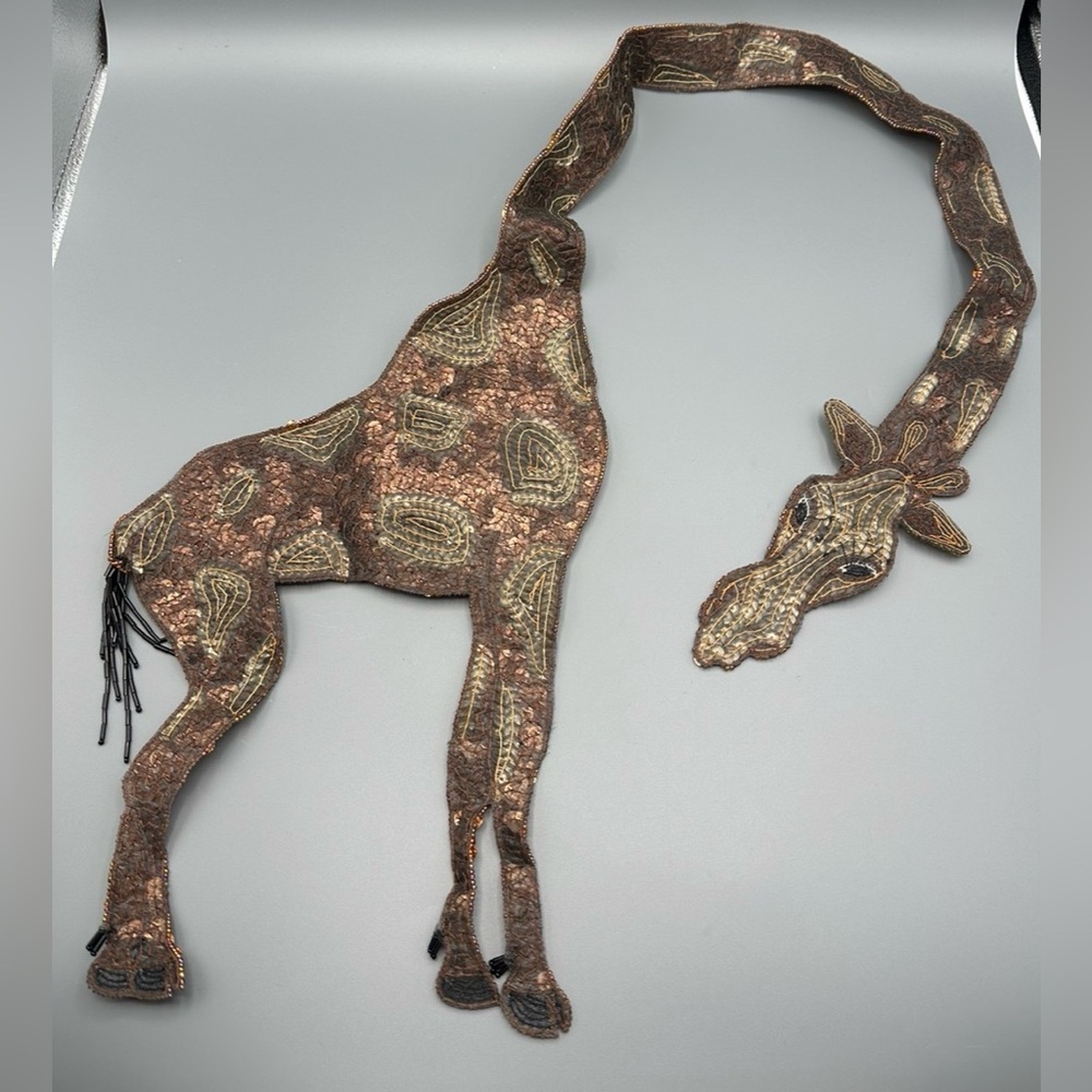 VTG Giant Giraffe Sequin Sew On Beaded Applique Around The Neck Collar Or Sleeve - Picture 13 of 16